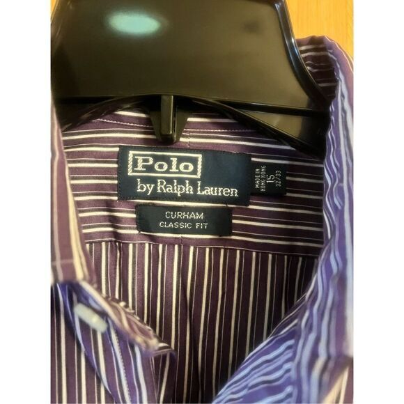 Polo by Ralph Lauren Curham Classic Fit Cotton Stripe 15 32/33 Purple/white/blac - Picture 2 of 3